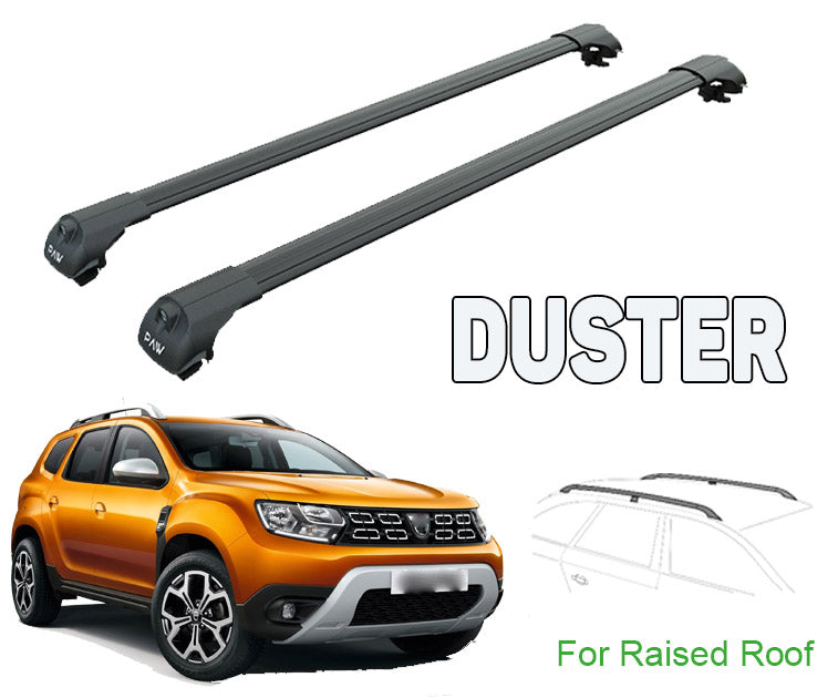 Dacia Duster Roof Rack Bars For Vehicles With Raised Roof Rails 2018- Up Black Color Dacia Duster Roof Rack Bars For Vehicles With Raised Roof Rails 2018- Up Black Color
